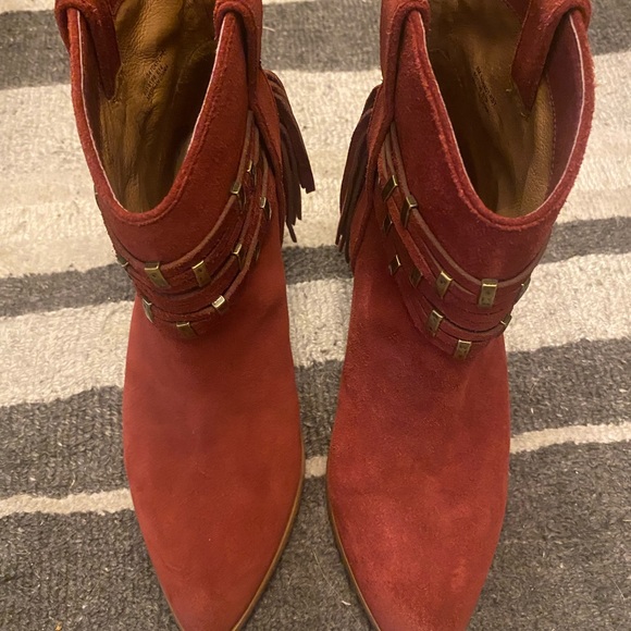 Frye Red Short Fringe Cowboy Boot - Picture 2 of 4